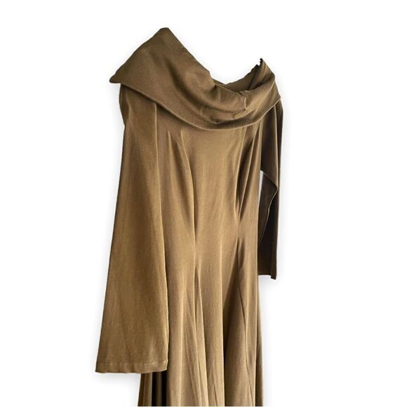 NWT! MATTHILDUR | Handmade Artsy Brown Boat-Neck Sleeved Dress (6) - Picture 3 of 5